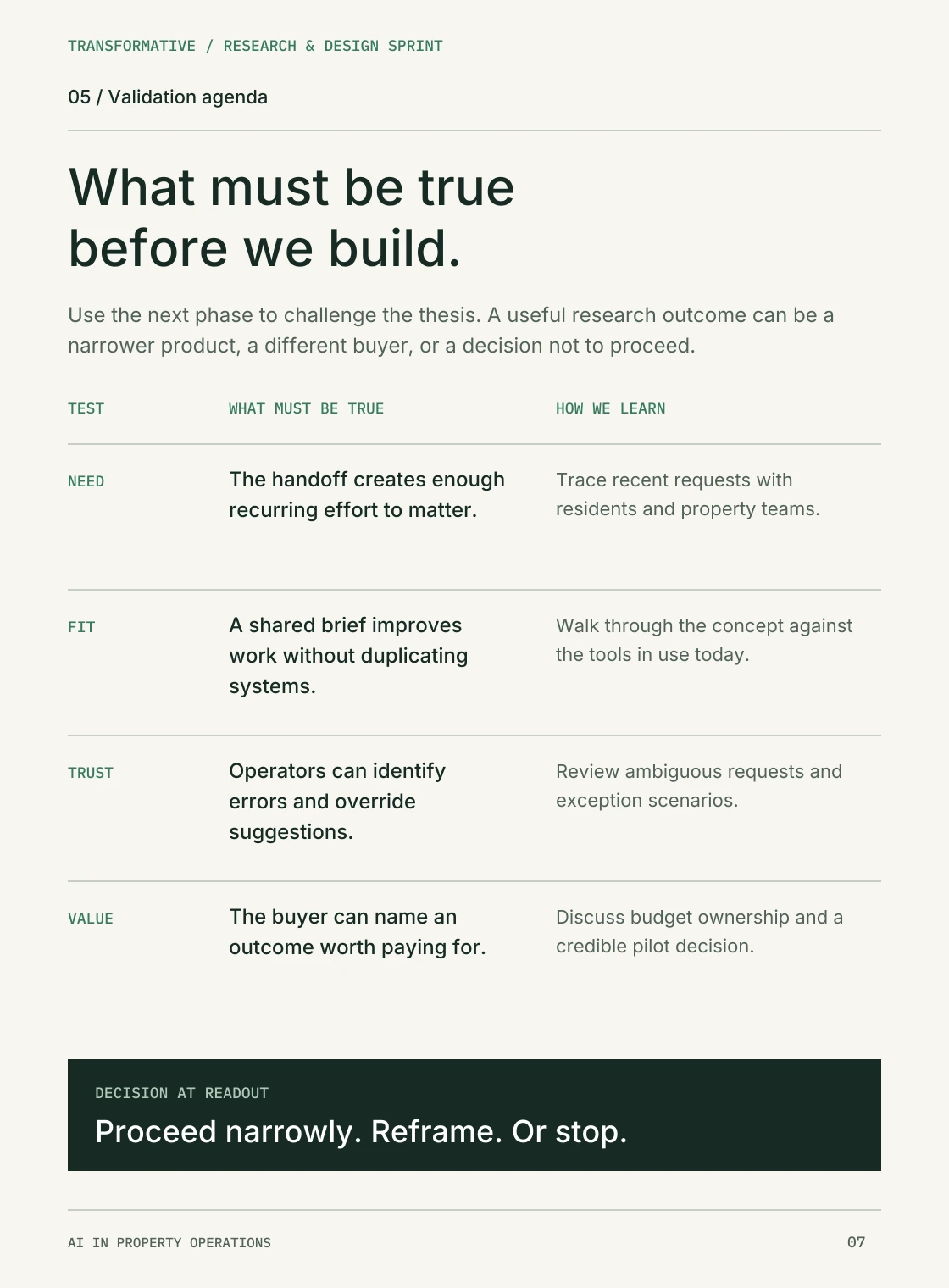 Validation agenda. Partial page; the excerpt continues.